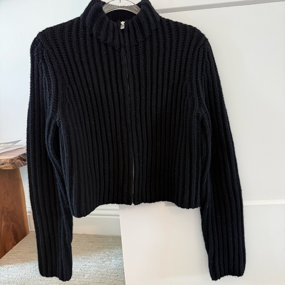 THEORY Wool Cashmere Zip-Up Cardigan - Picture 3 of 9